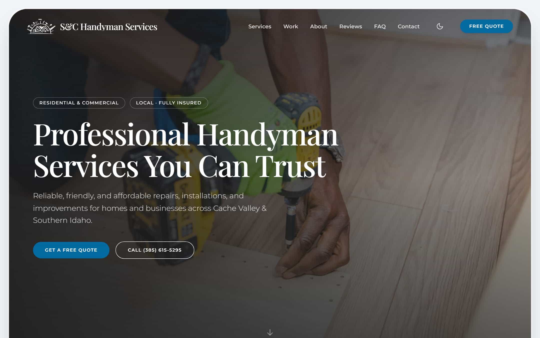S&C Handyman Services website built by KORB Digital