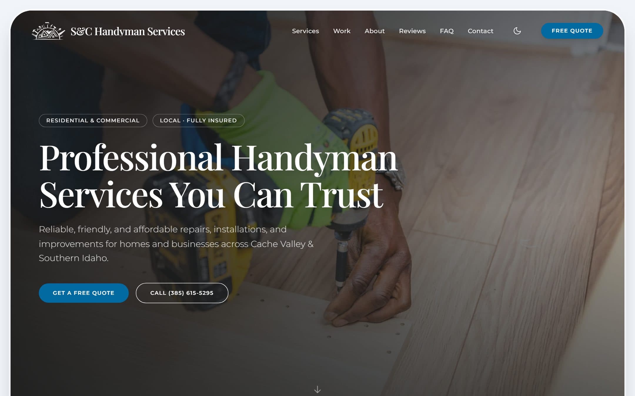 S&C Handyman local service website built by KORB Digital in Cache Valley